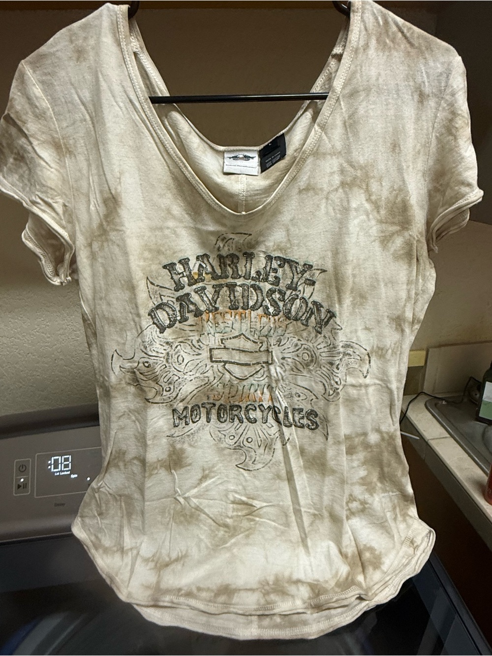 Harley-Davidson Cream Brown Tie-Dye Graphic Tank Top